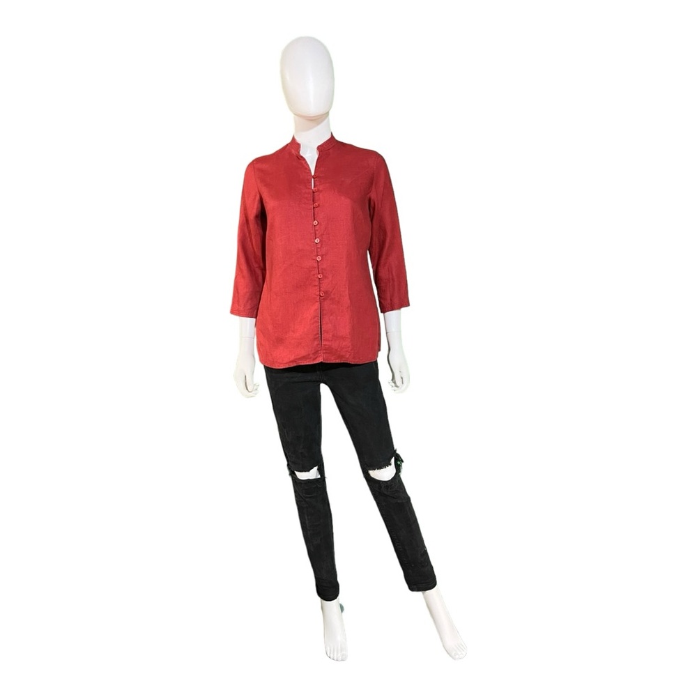 Laura Ashley Petite Red Linen Shirt, PS